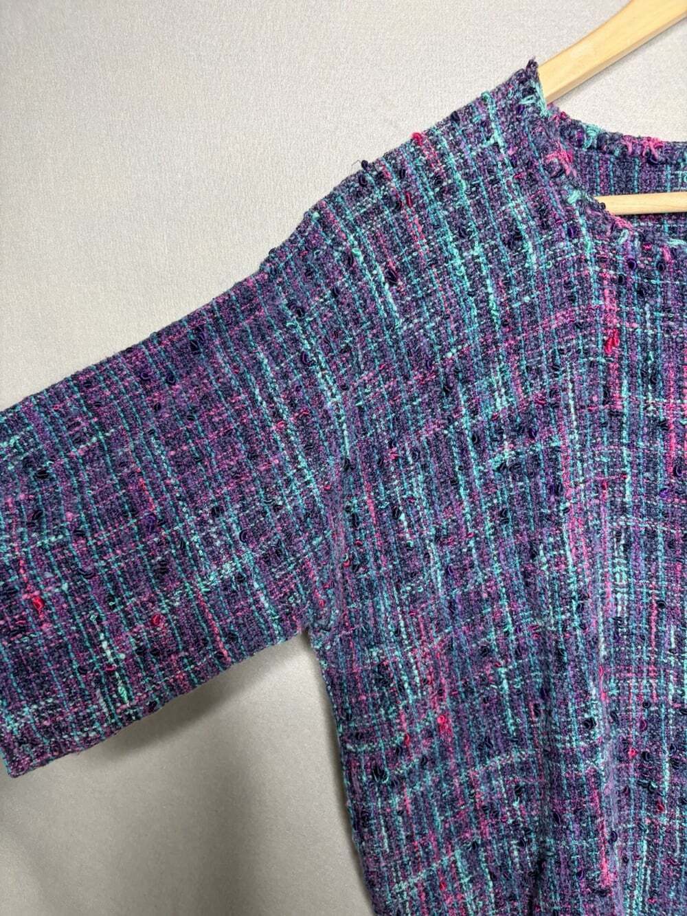 Hand Woven Tunic Top Womens Med/LRG Chenille Short Sleeve Pullover Sue Corbett - Picture 4 of 4